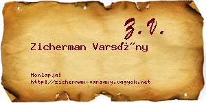 Zicherman Varsány névjegykártya